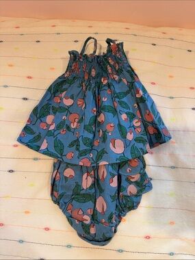 Oeuf Ruffle Bloomer Set Blue Flowers - 12 Month. NWT!